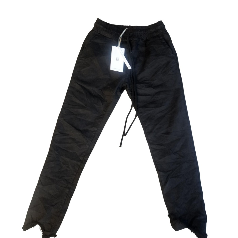 Milio-Milano Pants Womens Small Black Jogger Elastic Waist Stretch Italy Casual